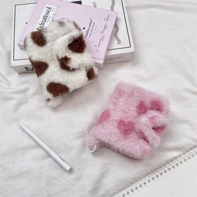 Trendy Hartjesprint Pluche Muntzakje Schattige Kleine Portemonnee Oordopjes Opbergzakje ID-kaarten Organizer Voor Meisjes Cadeau