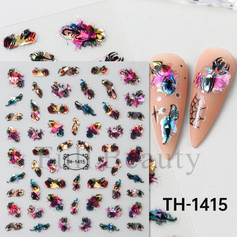 Nail Art Sticker Diablo Series European And American Halloween Laser Spider Scorpion Thin Fortitude Back Glue Nail Sticker