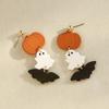 Halloween Ghost Bat Pumpkin Design Long Dangle Earrings for Women Cute Acrylic Trendy Party Jewelry Gifts