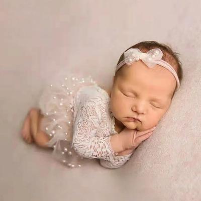 Babyfotografie Kleidung Spitzen-Strampler für Baby-Fotoshooting Babyfotografie Kleid mit Perlenrock Requisiten-Set Fotografie Kleidung