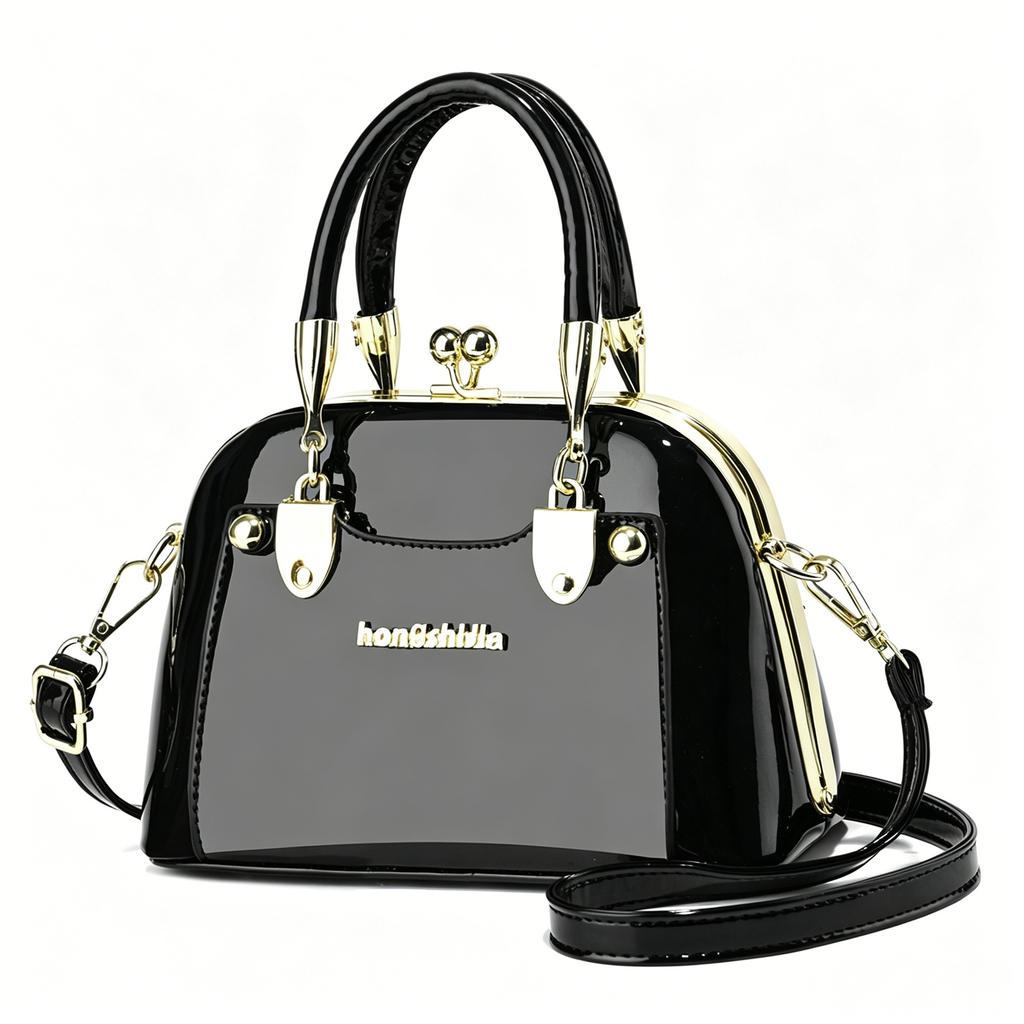 Shiny Patent Leather Shell Bag for Women 2026 New Style Clip on Handbag Light Luxury Trendy Single Shoulder Crossbody Bag