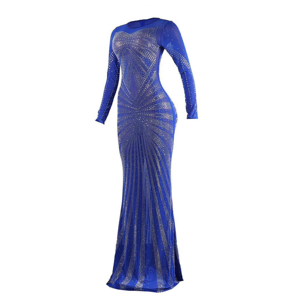 Elegant European & American Rhinestone Evening Gown