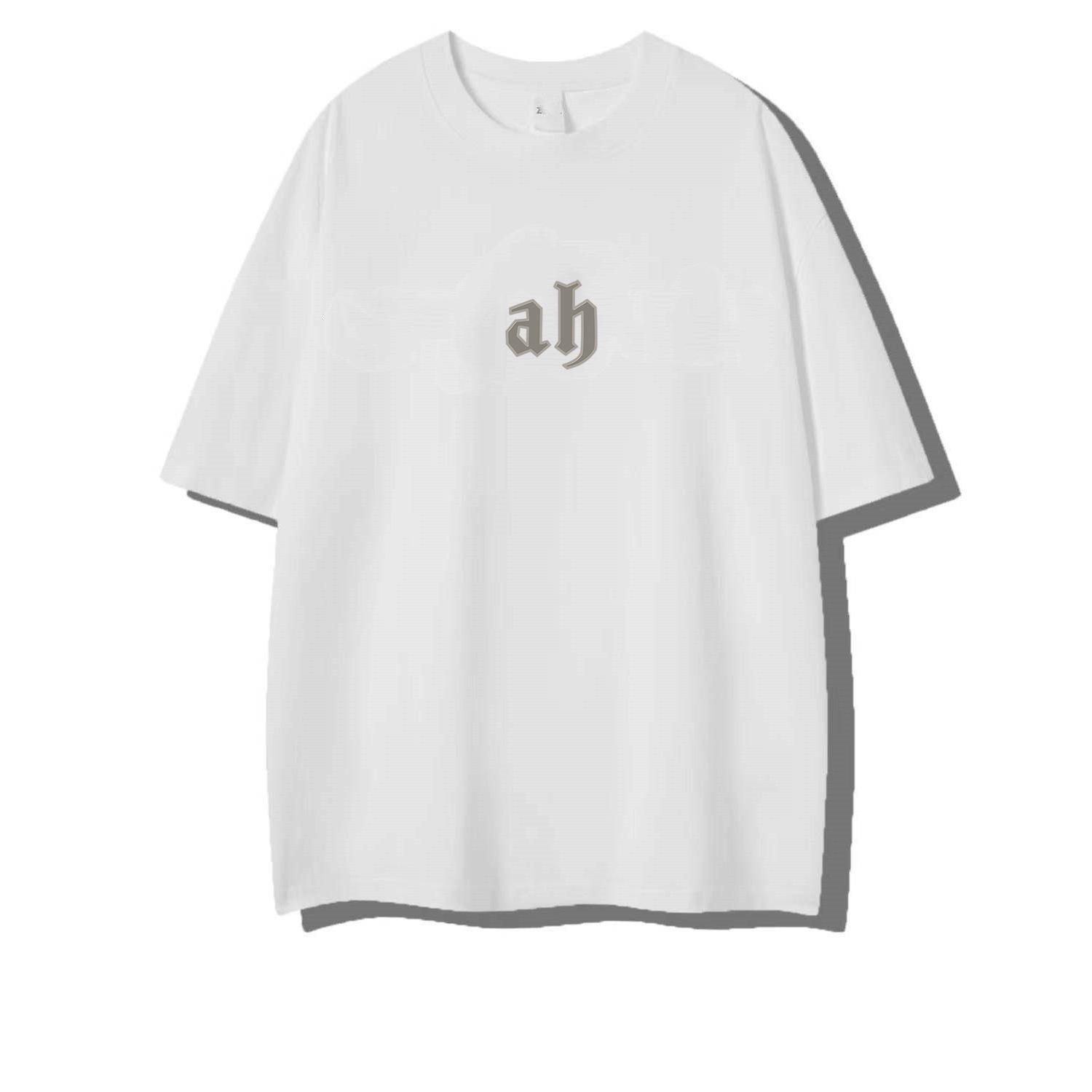 

Женская футболка оверсайз из плотного хлопка на лето - 100% хлопок, короткий рукав, принт с буквами, белая/серая. XL (116-130 jin)