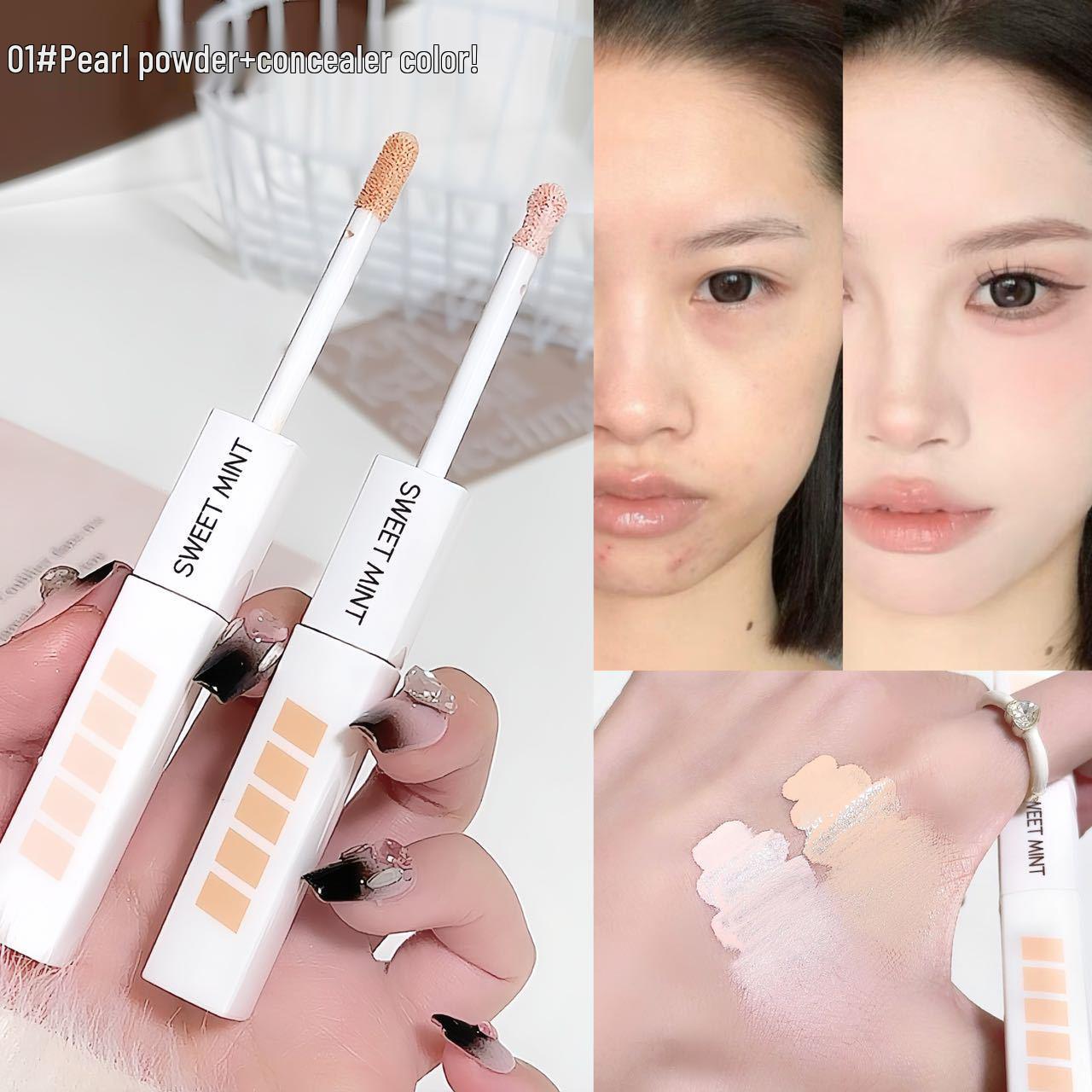 Sweet Mint Dual-Ended Concealer & Brightener - Covers Freckles, Acne Scars, Dark Circles & Tear Troughs, Long-Lasting.