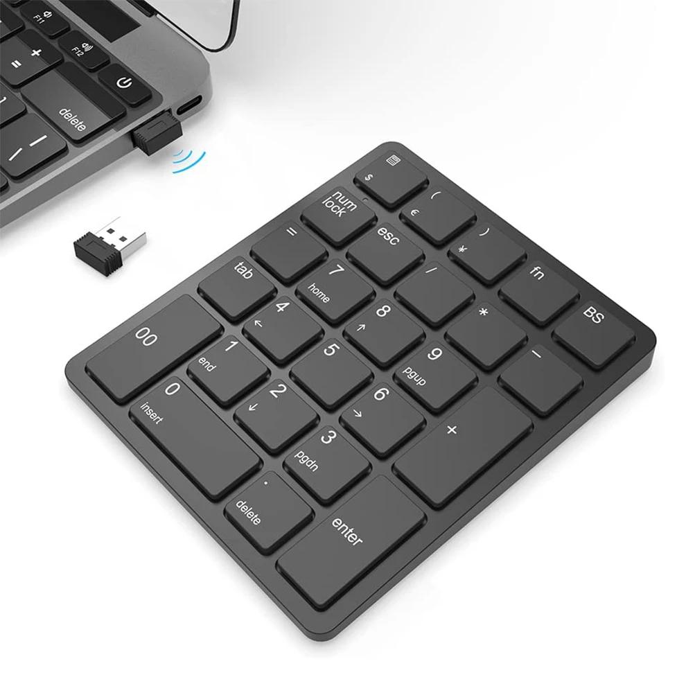 26 Keys Wireless Number Pads Rechargeable USB Numeric Keypad Portable Financial Accounting Number Keyboard for Laptop