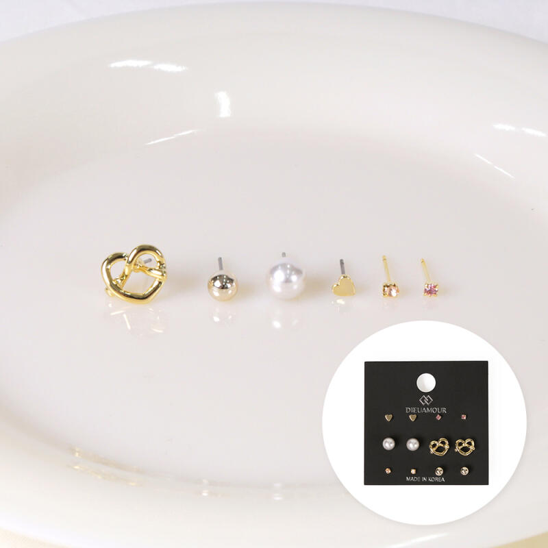 

Pretzel Pearl 12-Set Hypoallergenic Earrings yellow gold