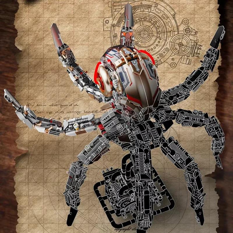 Non-Toxic Moc Creative Mechanical Octopus Animal Life Set Building Blocks Power Motor Building Blocks Diy Model Christmas Birthday Gifts