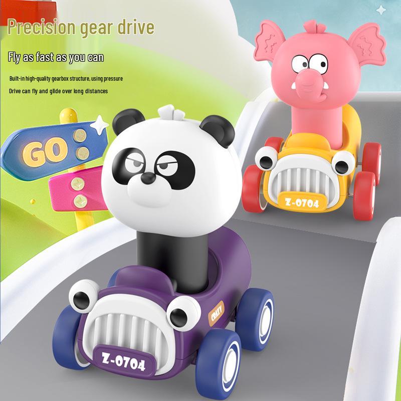 Cross-border Cartoon Animal Toy Car: Rotatable Head, Inertia-Powered, Drop-Resistant for Kids
