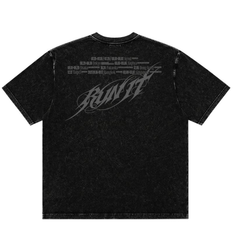 KPOP SKZ Stray Kids Run It Welttournee 2026 Gewaschenes T-Shirt Unisex Unisex Unisex Baumwolle Y2K Kleidung Mode Rundhals T-Shirt Streetwear