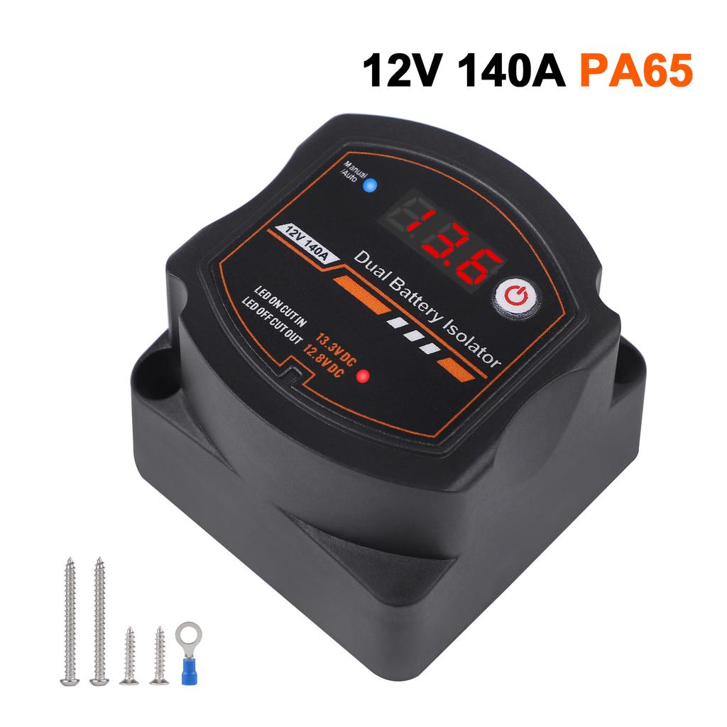 12V 140A Smart Dual Battery Isolator Auto or Manual Control Voltage Sensitive Relay VSR For Car RV ATV UTV Boat Marine Campervan