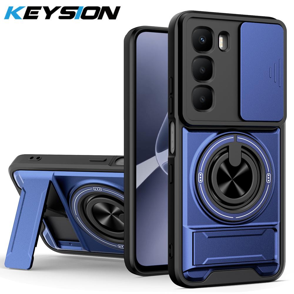 KEYSION Magnetic Phone Case for Infinix Hot 60i 4G 60 5G Hot 60 Pro Slide Camera Protection Upright Kickstand Shockproof Cover