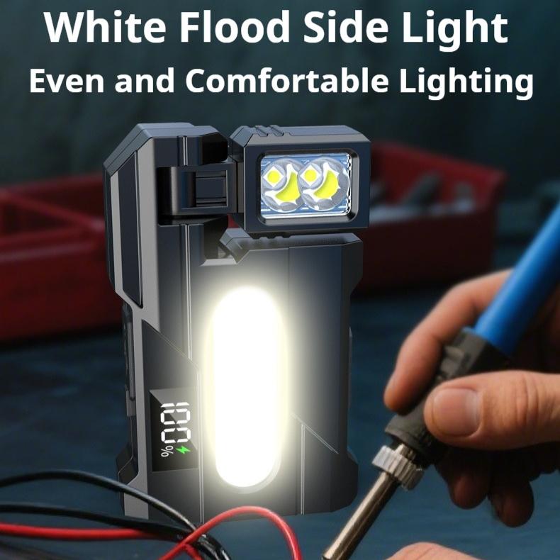 Magnetic Rechargeable Flashlight 1200 Lumens Multi-Angle Rotating Mini Light Portable Pocket Flashlight for Repair Outdoor