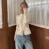 New Lace Hook Flower Women's Shirt Fashion Commuting Long Sleeve Cardigan Top Retro Slim Stand Collar Lady Blouses