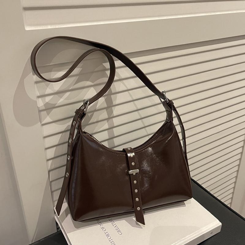 Autumn Vintage PU Hobos Shoulder Bags for Women Versatile Belt Design Ladies Crossbody Bag Simple Solid Color Female Handbags