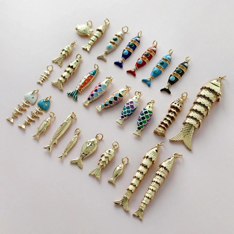 Eco-friendly Colored Enamel Fish DIY Charms Jewelry Making Accessories for Earrings Bracelet Necklace Craft