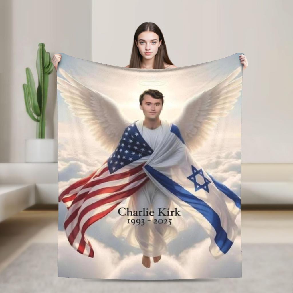 Charlie Kirk Angelic Advocate Soft Blanket  Travel Office Plush Throw Blanket Fashion Couch Bed Flannel Bedspread Sofa Bed Cover