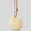 Cute Hand-woven Straw Bag Crochet Conch Drawstring Bag PU Shoulder Strap Crossbody Bag Summer Beach Bag
