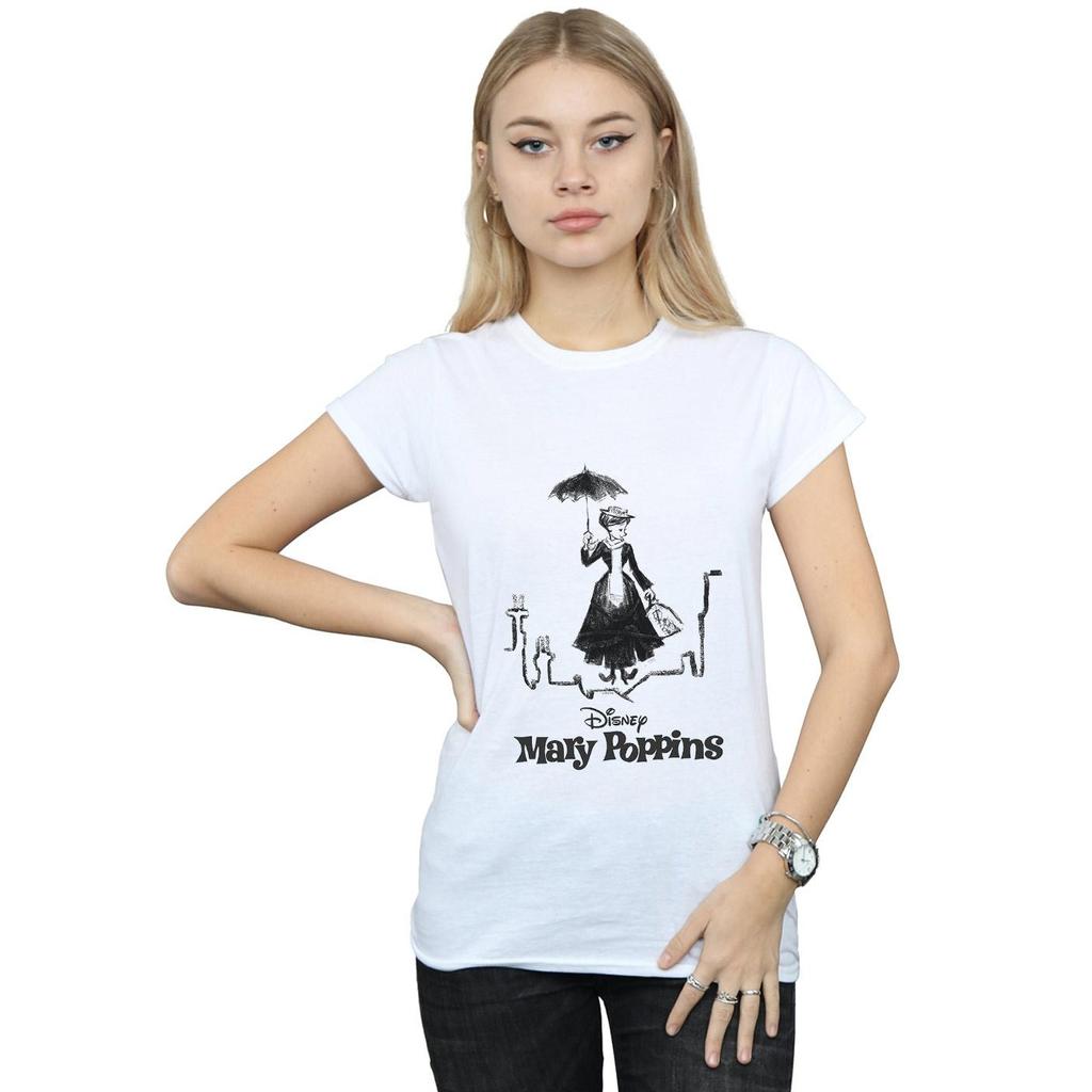 Disney Damen/Damen Mary Poppins Rooftop Landing Baumwoll-T-Shirt