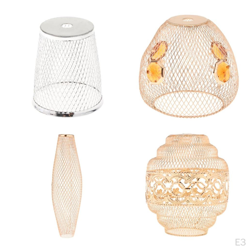 Metal Wire Cage Lamp Guards, Mesh Pendant Light Shade, Hollow Out Bulb Cover, Ceiling