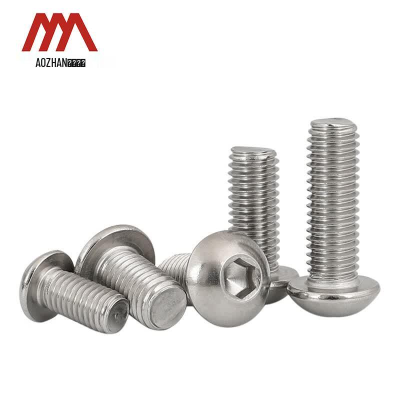 Aozhan 304 Stainless Steel Pan Head Hex Socket Full Thread Screws (ISO7380)