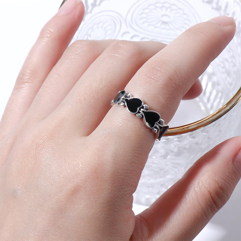 Wedding Index Finger Ring Geometric Women Rings Heart Chain Ring Korean Style Heart Stackable Rings