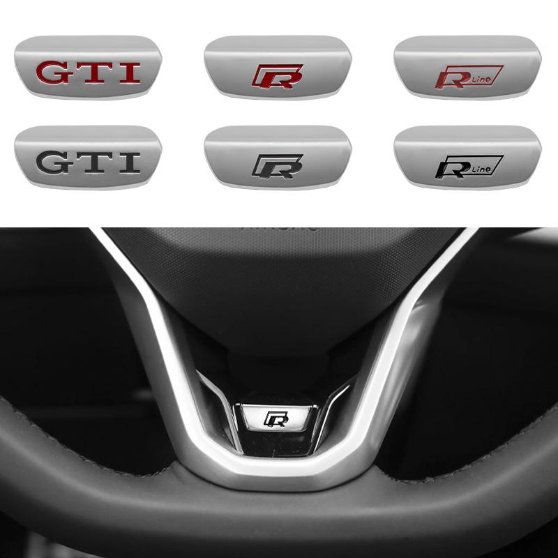 Emblema Rline in Lega di Alluminio 3D per Volkswagen VW GTI R Line Polo Golf Passat I6 Jetta Accessori Adesivi Metallici per Volante Auto
