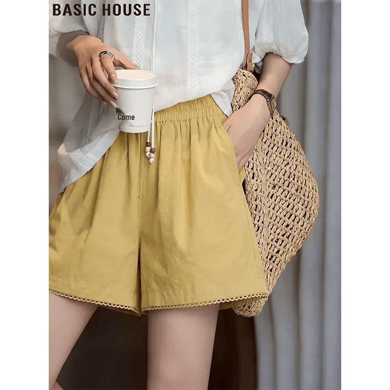 Basic House Women s High-Waist Wide-Leg Shorts M
