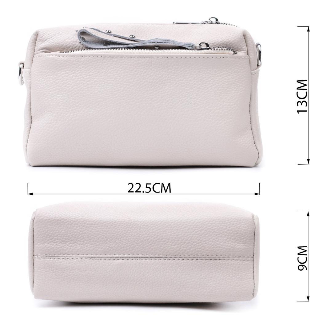 Interesting Women's Leather Bag with a Stylish Runner Vintage 22653 White