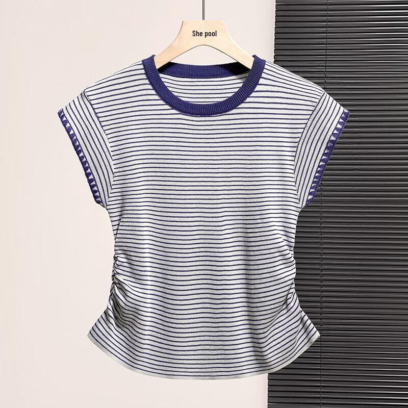 

Women s Contrast Striped Slim Fit Knit T-Shirt L