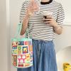 Baumwoll-Canvas Damen Kleine Handtasche Kawaii Mädchen Niedliche Bucket Bag Lunchbox Picknick Tragetasche Abendessen Behälter Lebensmittel Aufbewahrungsbeutel Für Dame