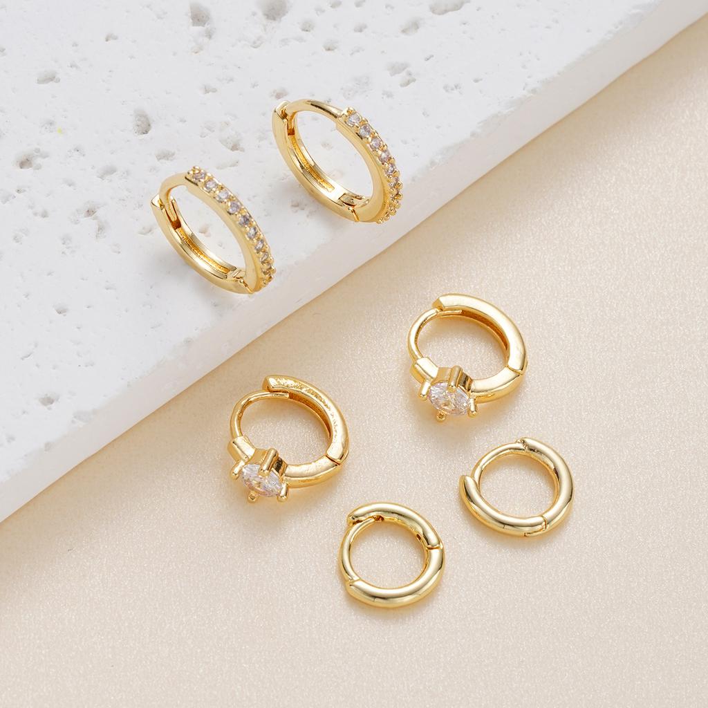 3 Pairs Gold Color Zircon Hoop Earrings Set For Women Fashion Shiny Crystal Huggie Earrings Party Daily Wear Jewelry Gifts 2026
