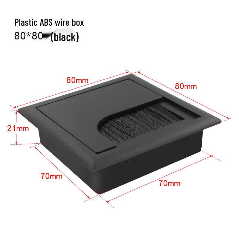 Black Aluminum Desk Cable Management Box with Square Cover