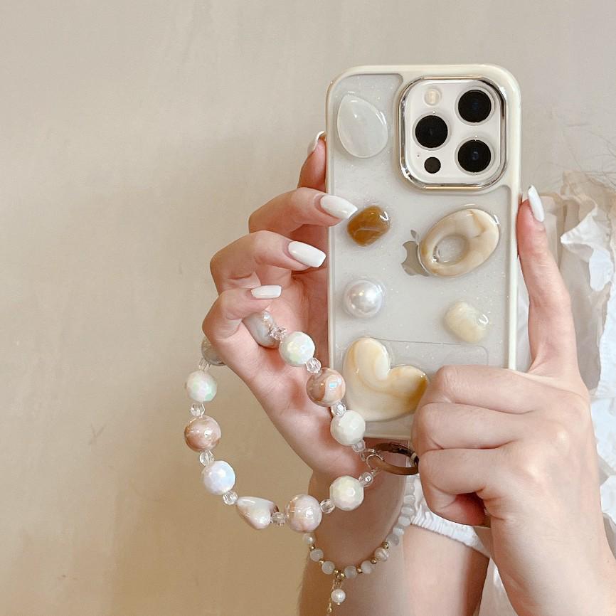 Electroplated Pearl Heart Gem Case for iPhone 16 Pro Max/17