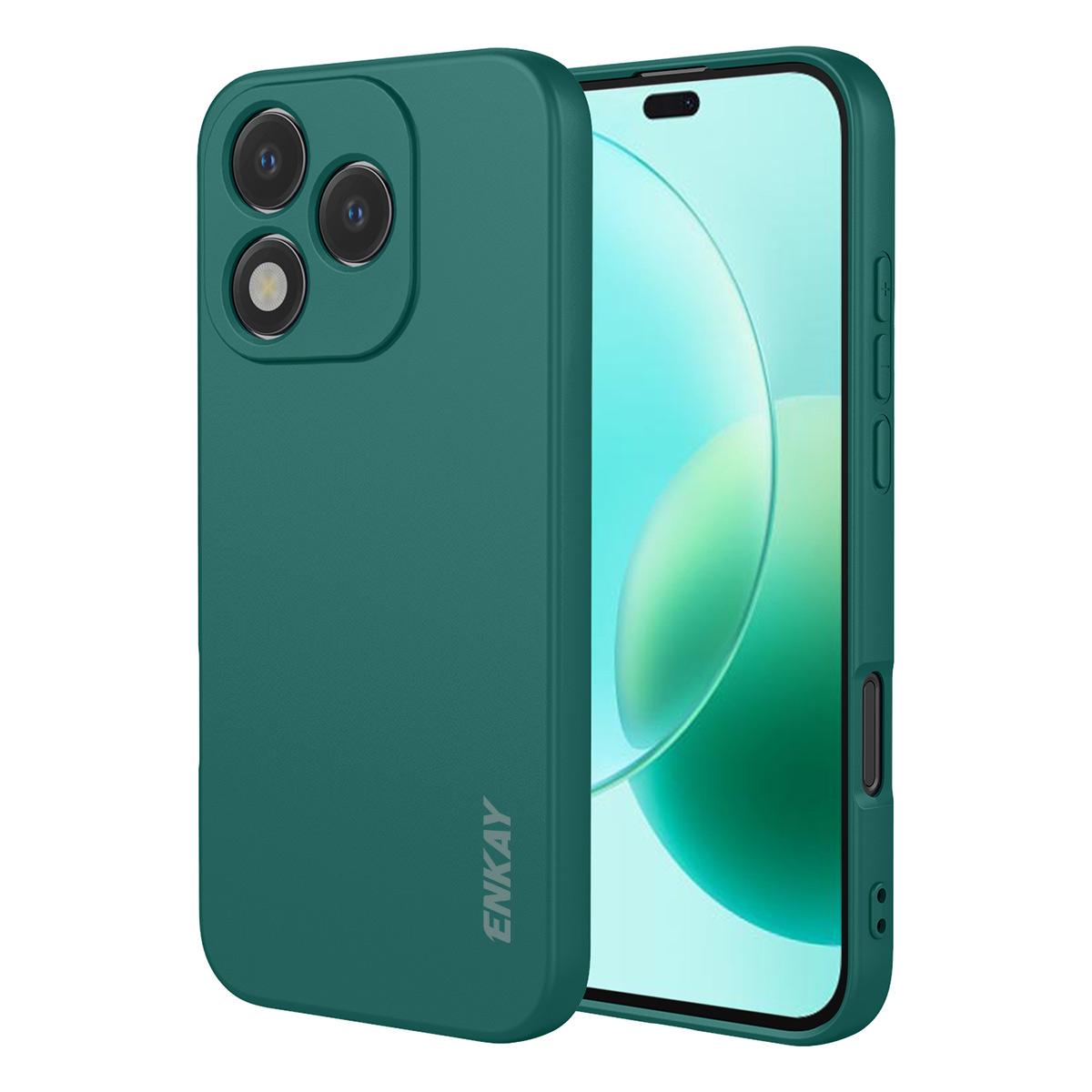 

For Honor 400 Lite 5G Silicone Case ENKAY HAT PRINCE Straight Edge Cell Phone Back Cover Dark Green