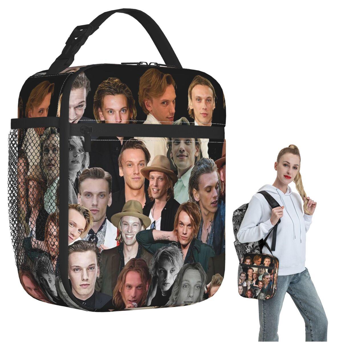 Jamie Campbell Bower Photo Collage Insulated Lunch Bag for Women Kids Leakproof Food Boxes Thermal Lunch Box Tote One Size