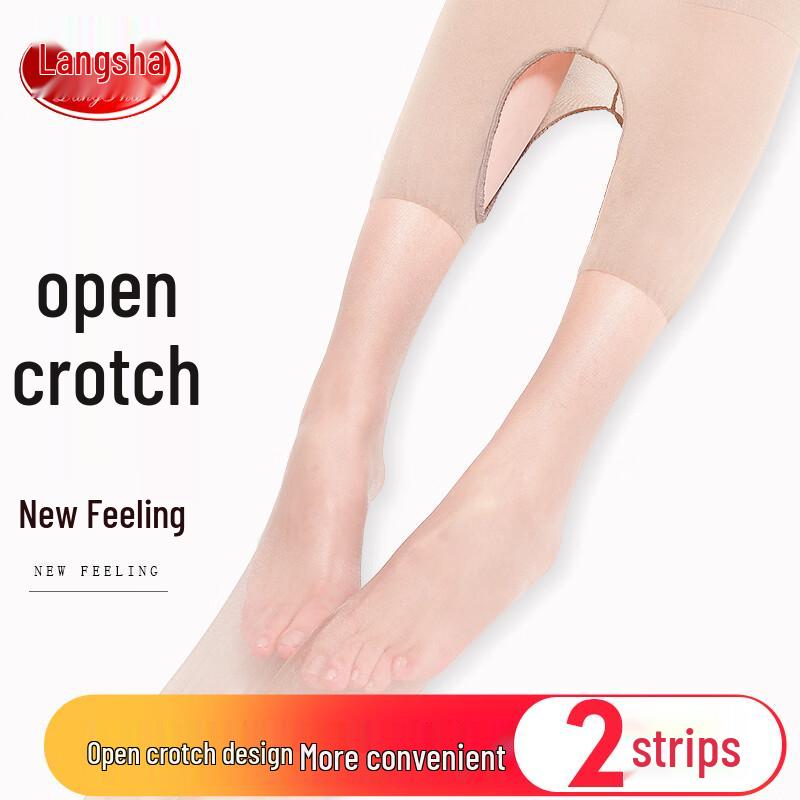 LangSha Women's Sexy Open Crotch Sheer Lingerie Pantyhose