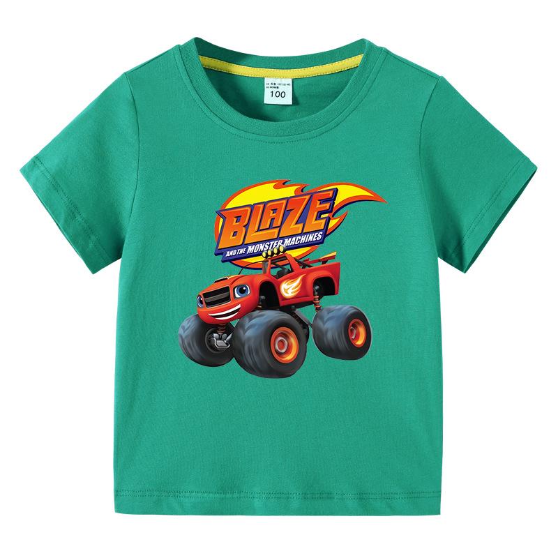 2023 Kids' Cross-border Summer Short-Sleeve Cartoon Car T-shirt