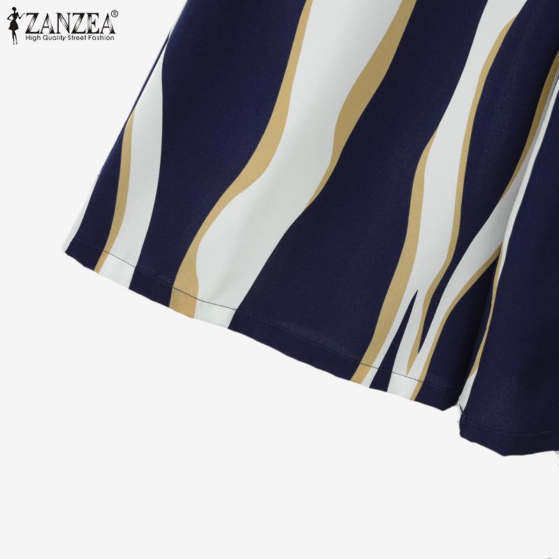 ZANZEA Women Long Sleeve Blouse and Pants Casual Print Two Piece Suit Sets