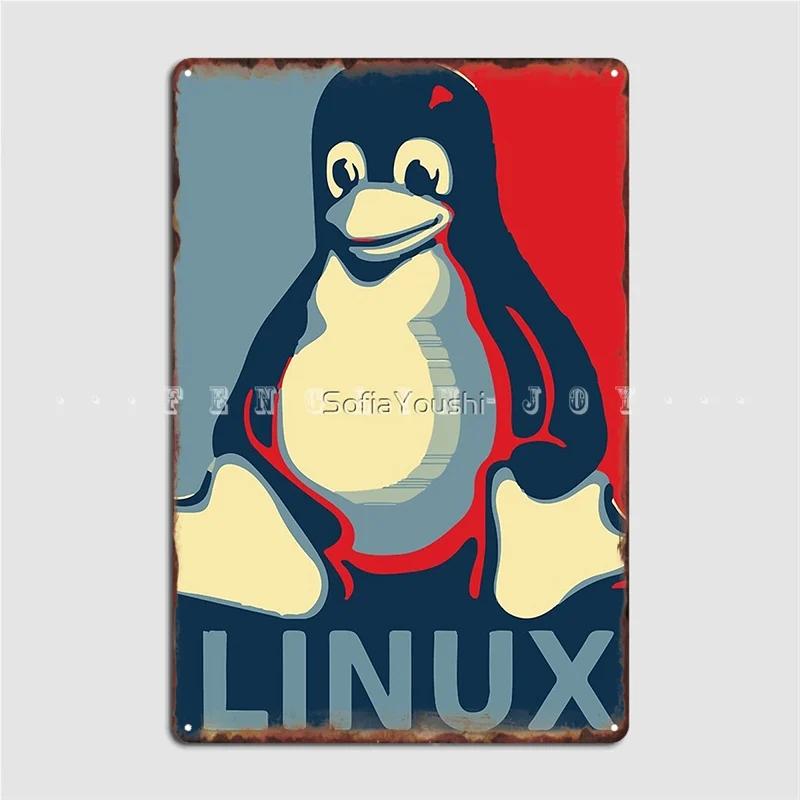 

Linux Tux Penguin Obama Poster Metal Plaque Club Party Pub Garage Personalized Plaques Tin Sign Posters 20x30cm（7.8x11.8inch）