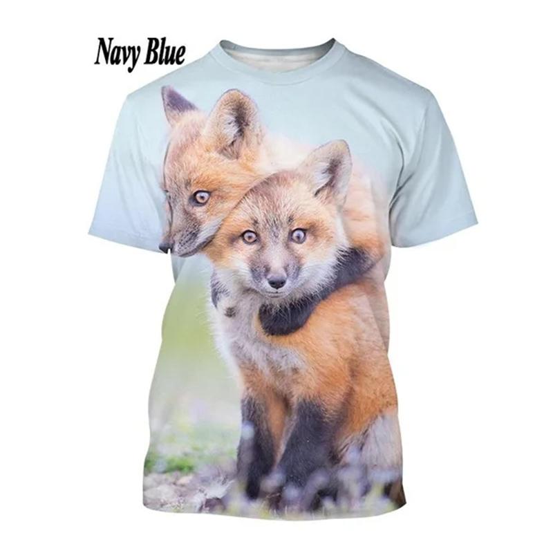 Animal Cute Fox 3D Print T-Shirts Men Women Fashion Casual O-Neck Short Sleeve T Shirt Oversized Harajuku Tees Top Kid Clothing