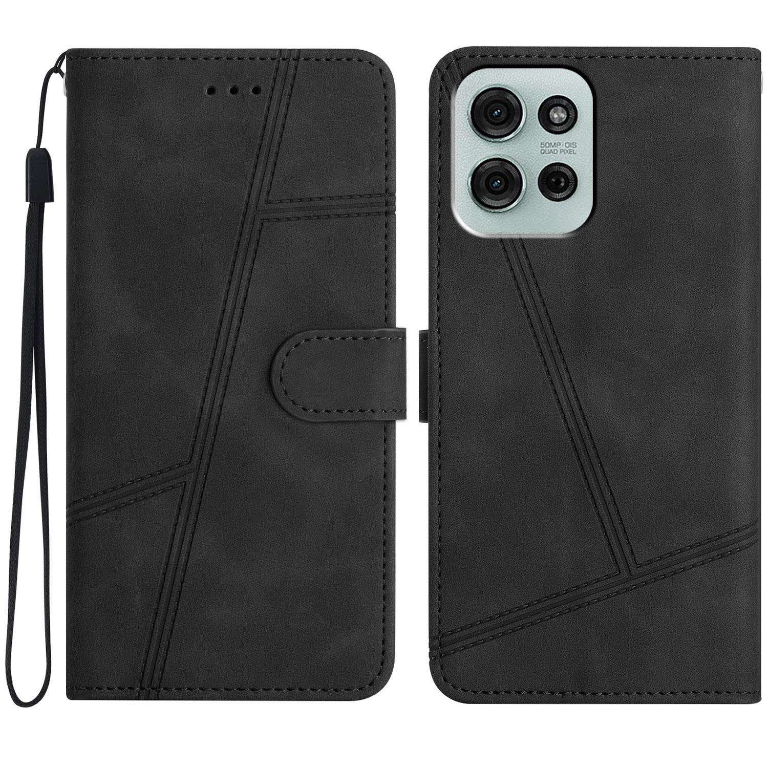 

Для Motorola Moto G75 5G Чохол Flip Leather Retro Phone Cover Lines Printed Black