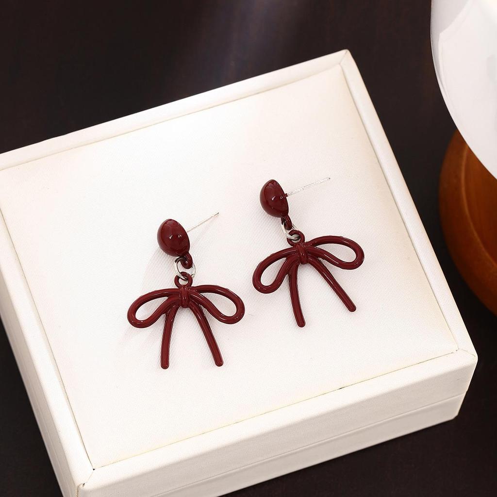Ankerla Red Bow Heart Earrings: Enhance Skin, Slim Face, Exude Luxury - Perfect for New Year Elegance