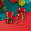 Cartoon Colorful Zircon Bell Christmas Tree Snowman Bowknot Dangle Earrings for Women Friends Romantic Christmas Jewelry Gifts