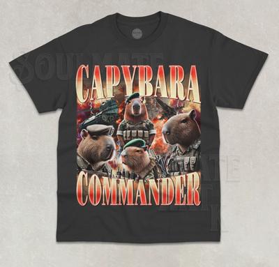 Capybara Kommandant T-Shirt Lustiges Meme Süßes Tier Bootleg Grafik Unisex Shirt