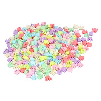 300 Piezas Cuentas de Corona Plástico Colorido Colgante Perforado Decoración Suministros para Hacer Joyería