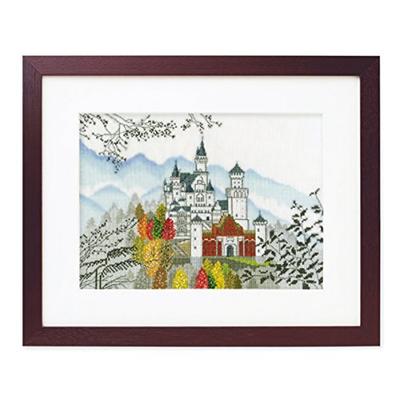 Olympus Threads Cross Stitch Embroidery Kit: World Heritage Sites and Landscapes of the World, Neuschwanstein, Off-White, 7208