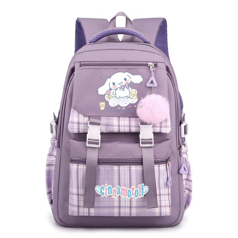 Cinnamoroll Kids School Backpack Boys Girls Large Capacity 20-35L Nylon Dual Strap Bag With Arc Shoulder Straps