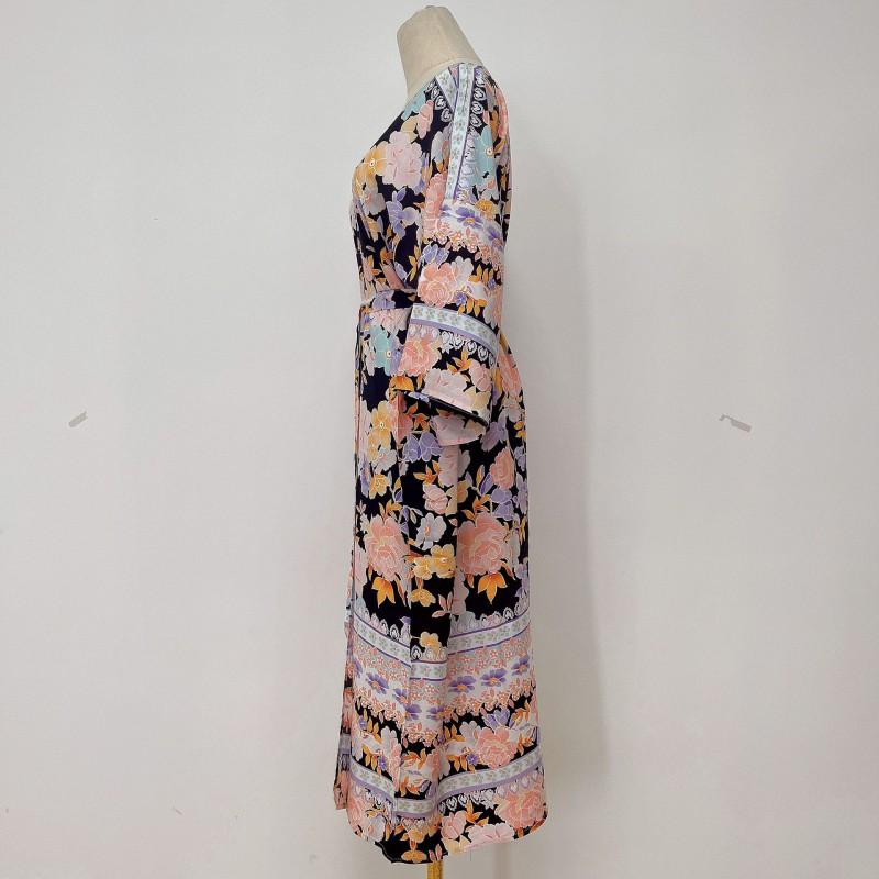 Womens Cotton Beach Cover Up Dress With Floral Print Lightweight Kimono Style Swimwear Overlay