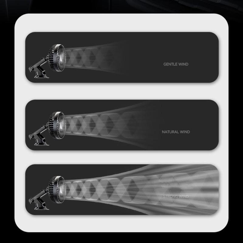 Car Suction Cup Fan USB Power Dashboard Windscreen Mount Cooling Fan Interior Air Circulator Fan 360 Degree Rotating Fan