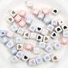 12mm Color-Plated 3D Heart Square Beads for DIY Hairpins & Bracelets